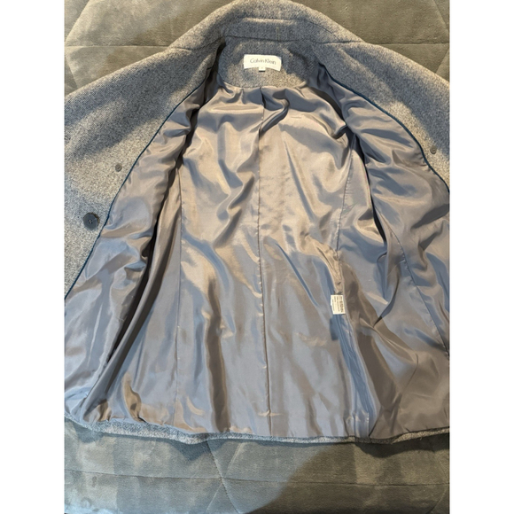Calvin Klein Women's Gray Tweed Wool Blend Double Breasted Lined Pea Coat Size 4 - Picture 10 of 12
